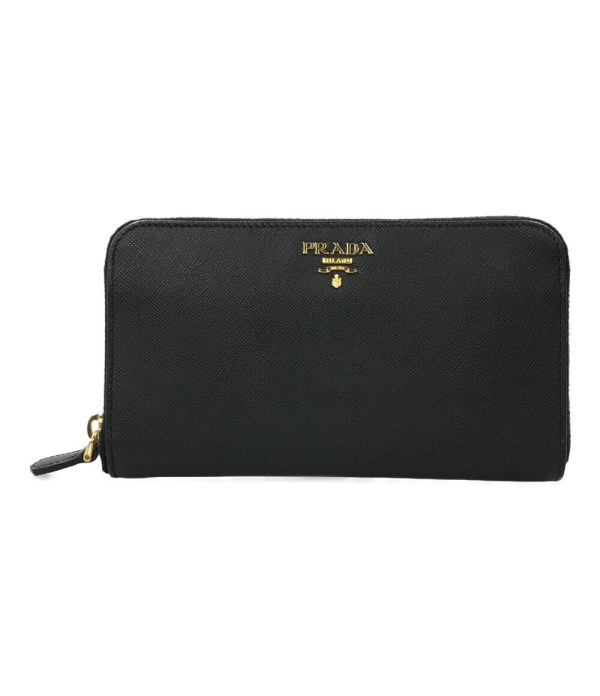 aol0117940 1 Prada Round Zipper Long Wallet Black