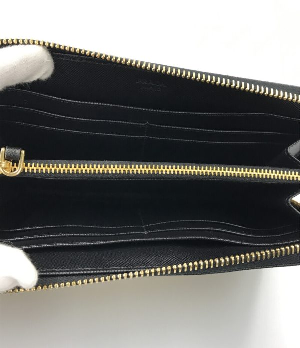 aol0117940 3 Prada Round Zipper Long Wallet Black