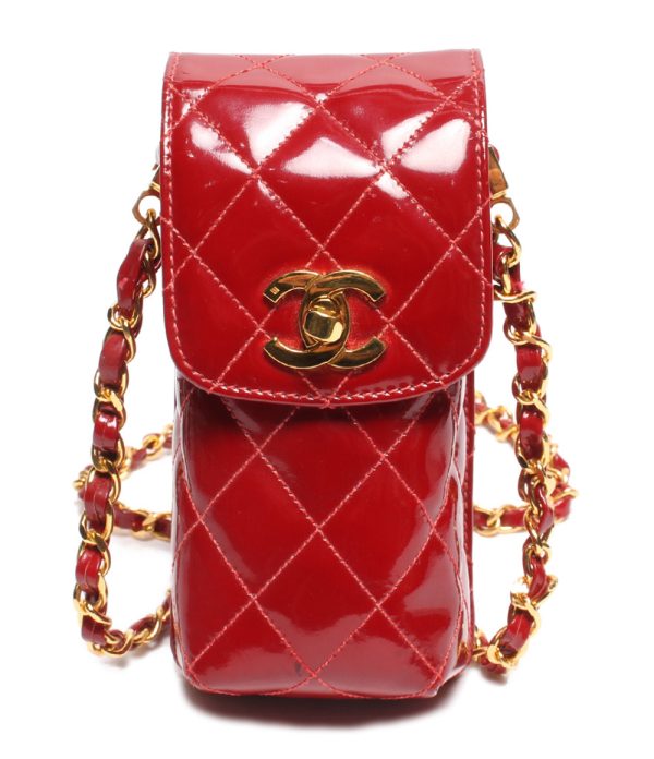 aol0121839 1 Chanel Chain Pochette Shoulder Bag Matelasse Red