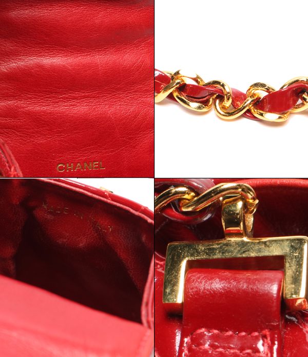 aol0121839 6 Chanel Chain Pochette Shoulder Bag Matelasse Red