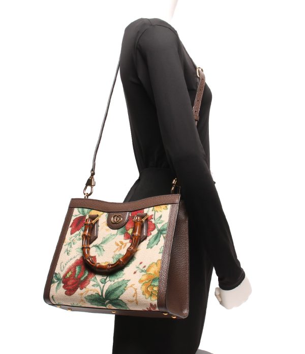 aol0123143 7 Gucci 2way Handbag Floral Pattern Tote Bag Beige