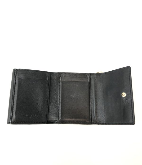 aol0129851 3 Christian Dior Trifold Cannage Lotus Wallet Black