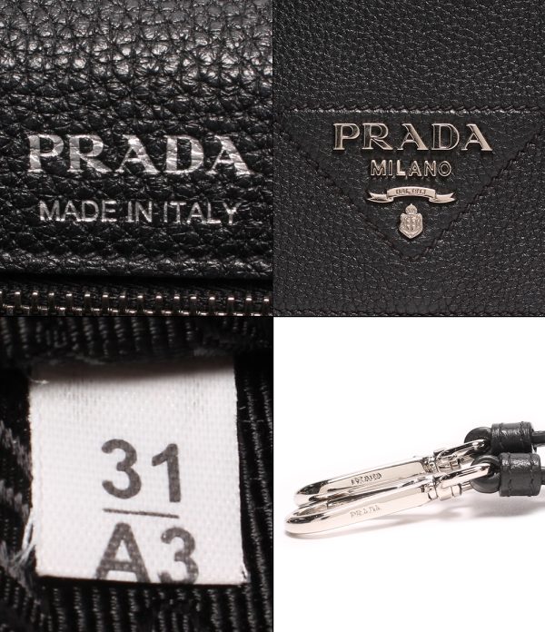 aol0130945 4 Prada Leather Shoulder Bag Silver Hardware Black