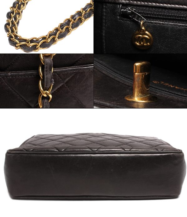 aol0131895 5 Chanel Chain Shoulder Bag Coco Mark Black