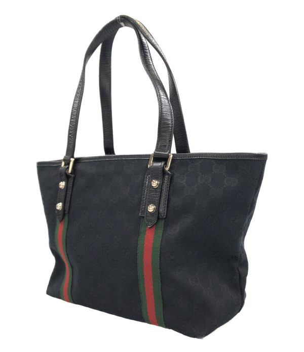 aol0132102 2 Gucci Canvas Tote Bag GG Canvas Sherry Black