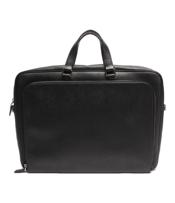 ass0004377 1 Prada Briefcase Silver Hardware Saffiano Black