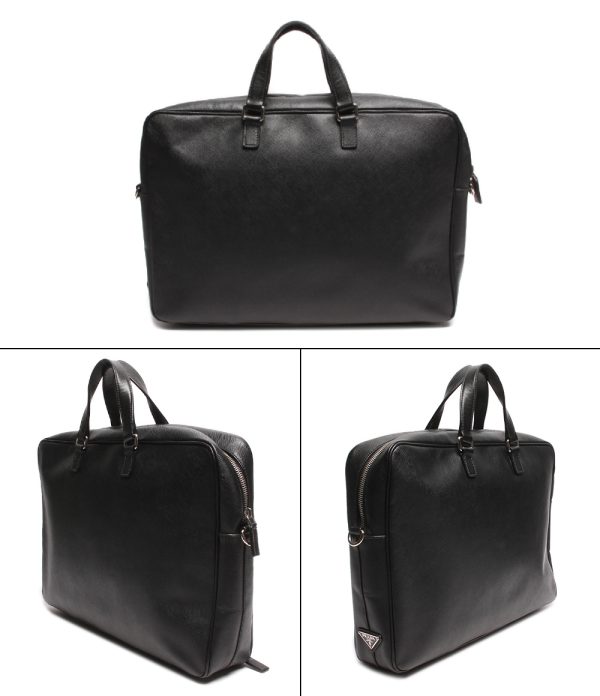 ass0004377 2 Prada Briefcase Silver Hardware Saffiano Black