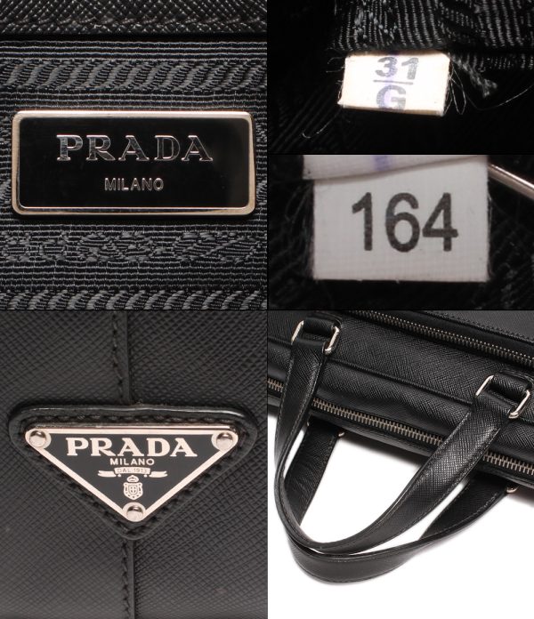 ass0004377 5 Prada Briefcase Silver Hardware Saffiano Black