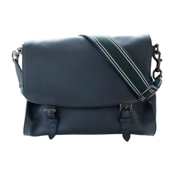 b234391 Gucci Leather Messenger Bag Navy