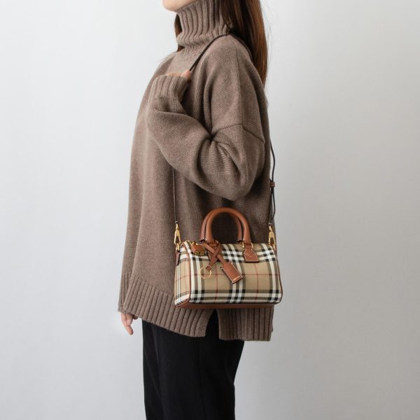 bag0914 02 Burberry Check Mini Shoulder Bag Brown