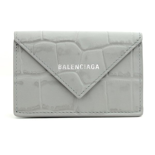 bl3914460r70n1505 1 Balenciaga Paper Trifold Wallet Leather Gray