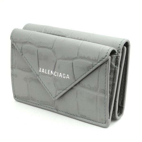 bl3914460r70n1505 4 Balenciaga Paper Trifold Wallet Leather Gray