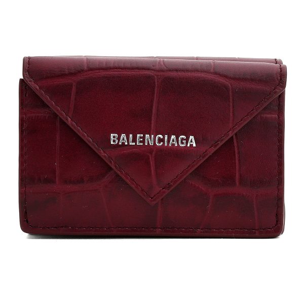 bl3914460r70n6012 1 Balenciaga Paper Trifold Wallet Leather Red