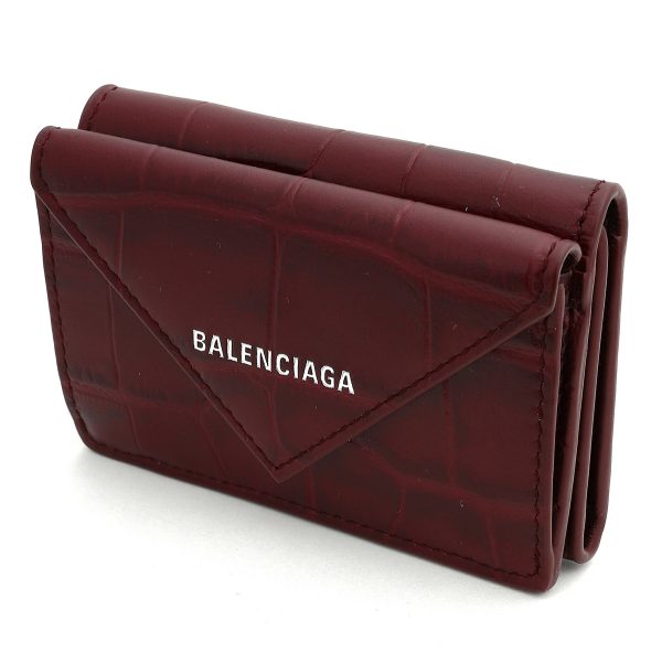 bl3914460r70n6012 4 Balenciaga Paper Trifold Wallet Leather Red