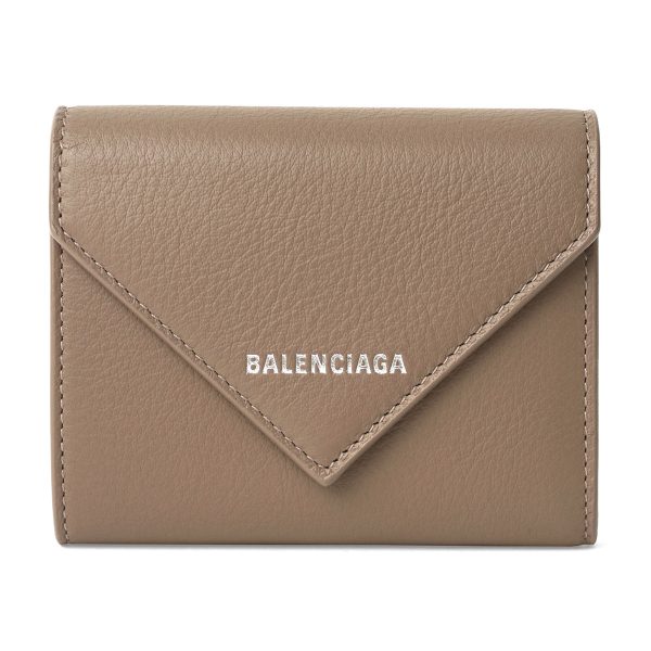 bl615653dlq0n1212 1 Balenciaga Papier Trifold Wallet Leather Greige