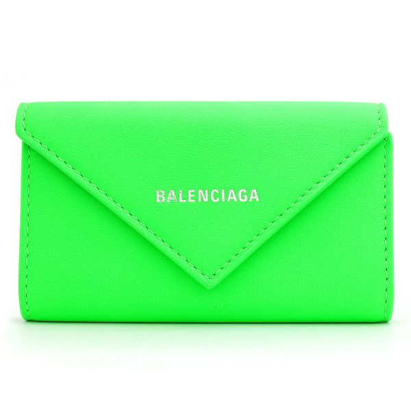 bl65011811r4n3807 1 Balenciaga Paper Key Case Leather Green