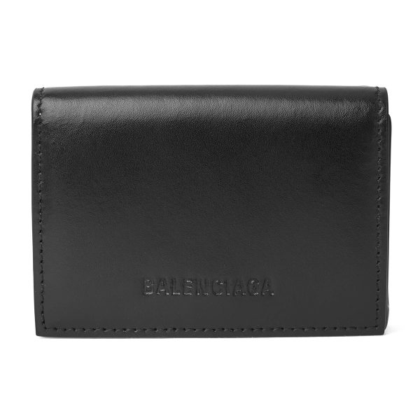 bl66403723vmy1081 1 Balenciaga Essential Trifold Wallet Leather Black