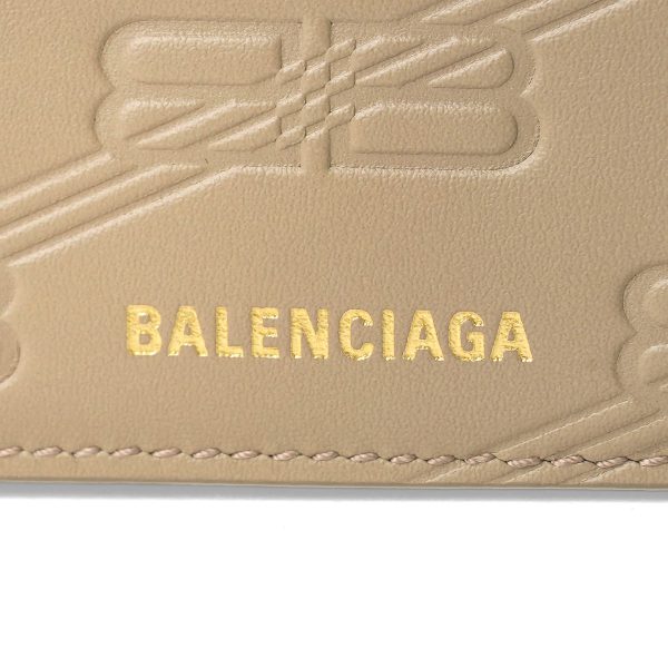 bl717790210jr2906 8 Balenciaga Signature Trifold Wallet Leather Greige