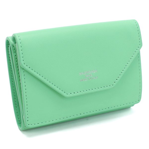 blc736730021 1 Balenciaga Leather Tri Fold Wallet With Coin Purse Green