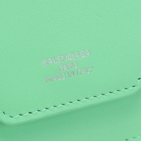 blc736730021 2 Balenciaga Leather Tri Fold Wallet With Coin Purse Green