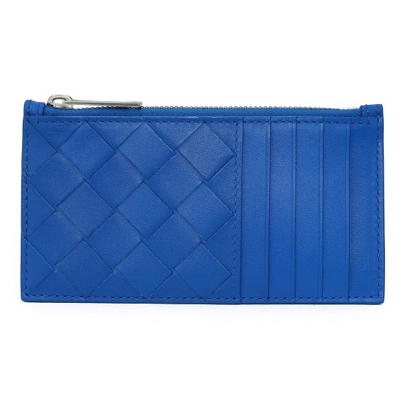 bo667037vcpq34256 1 BOTTEGA VENETA Intrecciato Long Zipper Card Case Leather Blue