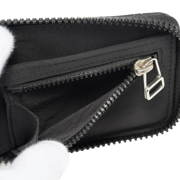 bo680439v1dw28803 7 BOTTEGA VENETA Intrecciato Rubber MINI ZIP WALLET Leather Black