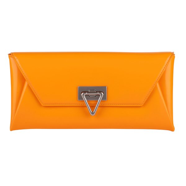 bo702034v1c307004 1 Bottega Veneta Point Lock Small Clutch Bag Leather Orange