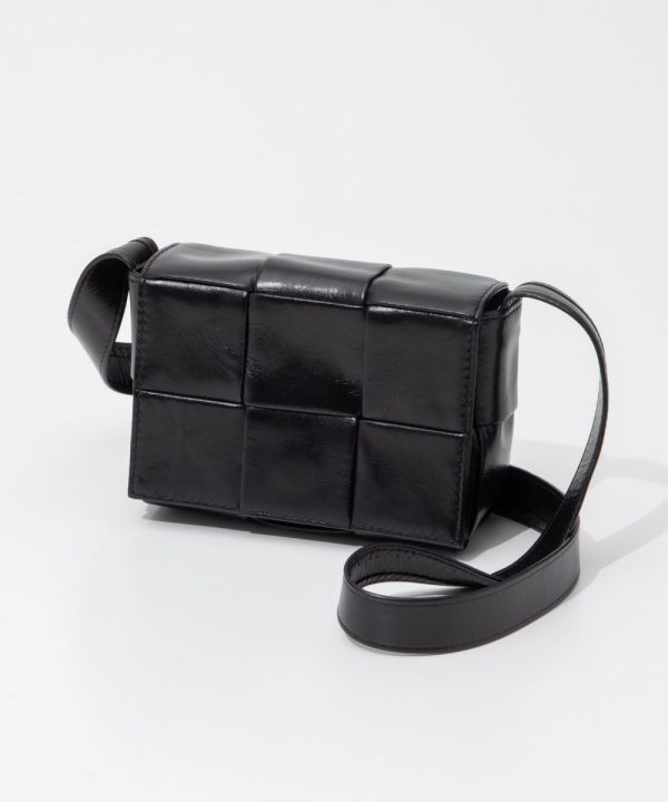 bot0000001014 Bottega Veneta Leather Crossbody Bag Black