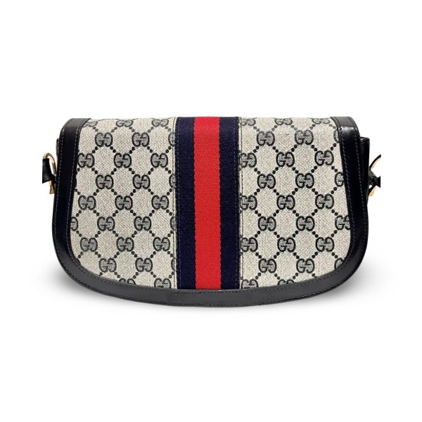 bra551 3 Gucci Old Gucci Sherry Line GG Horsebit Shoulder Bag Crossbody Navy