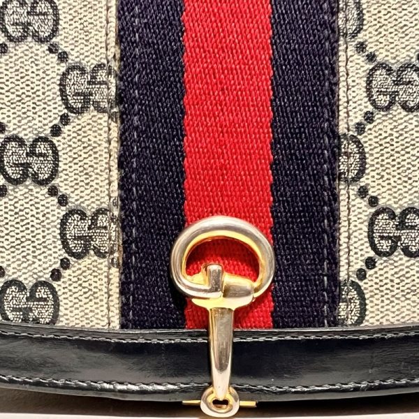 bra551 7 Gucci Old Gucci Sherry Line GG Horsebit Shoulder Bag Crossbody Navy