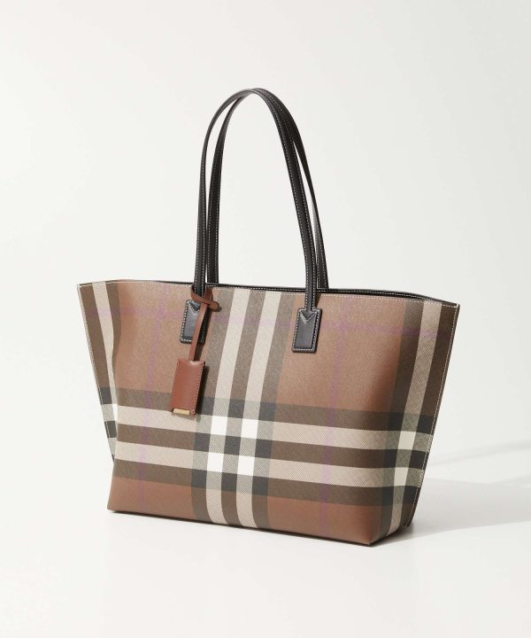 bur0000001100 1 Burberry Check Print Casual Canvas Shoulder Bag Brown