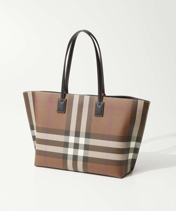 bur0000001100 2 Burberry Check Print Casual Canvas Shoulder Bag Brown