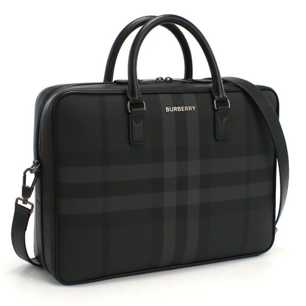 bur8065338011 1 Burberry Leather Business Bag Briefcase Gray