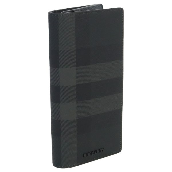 bur8070199011 1 Burberry Burberry Leather Long Wallet Charcoal