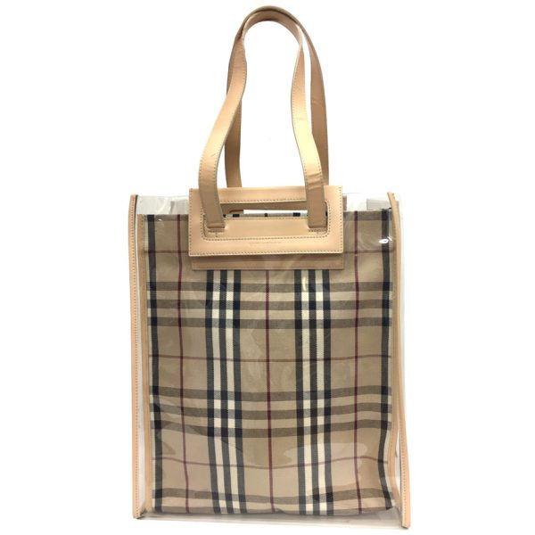 burberry8668 Burberry Clear 3way Check Leather Tote Bag Beige