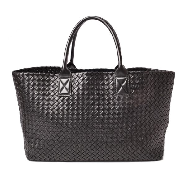 bv 19 006 1 Bottega Veneta Tote Bag Cabas MM Intrecciato Leather Black