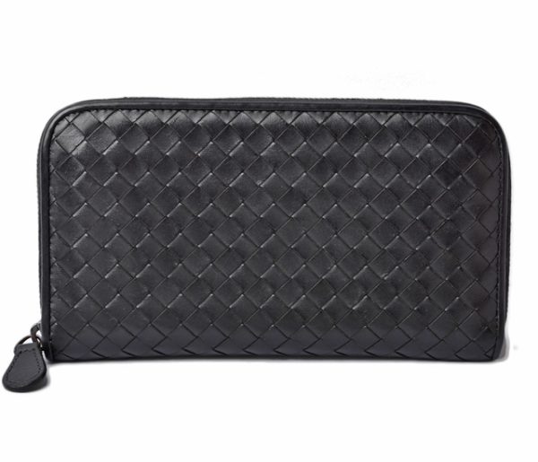 bv 201005 16 1 Bottega Veneta Long Wallet Round Zipper Wallet Black