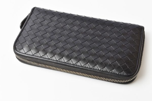 bv 201005 16 3 Bottega Veneta Long Wallet Round Zipper Wallet Black