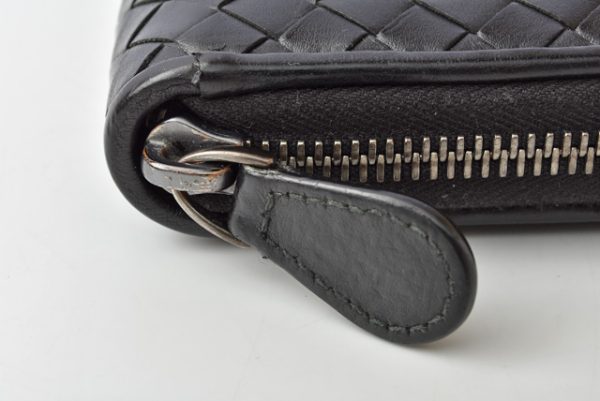 bv 201005 16 4 Bottega Veneta Long Wallet Round Zipper Wallet Black