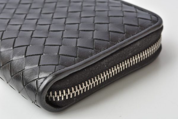 bv 201005 16 5 Bottega Veneta Long Wallet Round Zipper Wallet Black