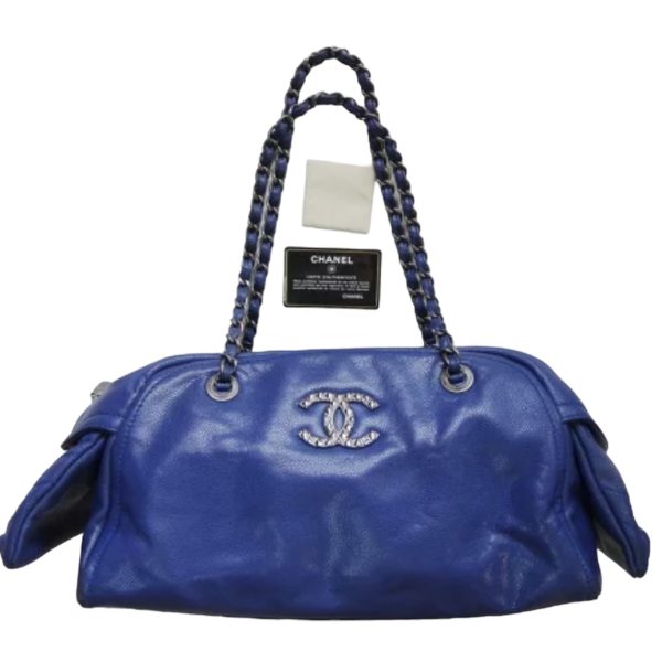 c1000560 001 Chanel Matelasse Caviar Chain Shoulder Bag Blue