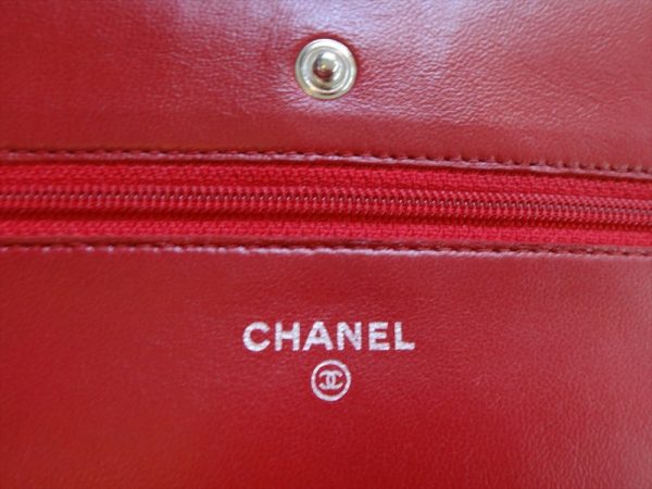 c1001671 005 Chanel Bag Leather Chain Shoulder Wallet Red