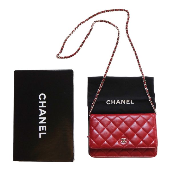 c1001671 1 Chanel Bag Leather Chain Shoulder Wallet Red