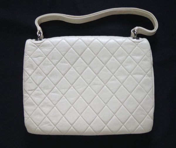 c16 3159 005 Chanel W Flap Leather Off White Shoulder Bag