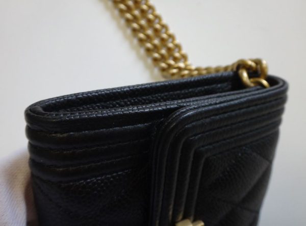 c161000514 009 Chanel Mini Flap Matelasse Caviar Chain Shoulder Bag Black