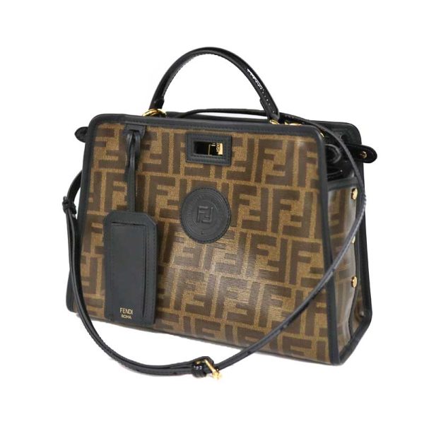 c22 2792 1 Fendi Peekaboo Mini 2way Canvas Handbag Brown