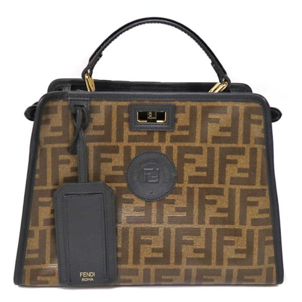 c22 2792 2 Fendi Peekaboo Mini 2way Canvas Handbag Brown