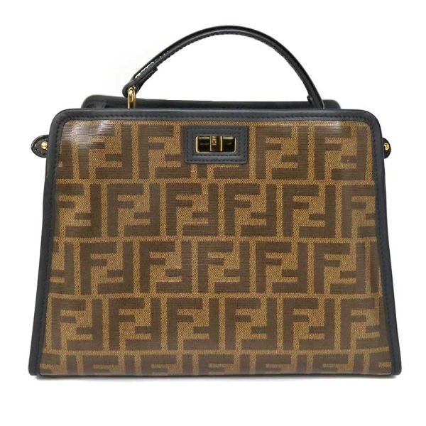 c22 2792 3 Fendi Peekaboo Mini 2way Canvas Handbag Brown