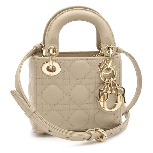 c241100047261 Dior Lady Dior Micro Cannage Lambskin Handbag Beige