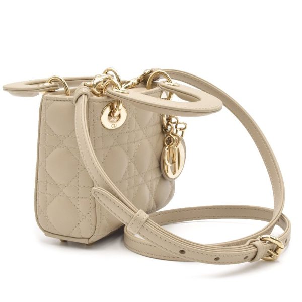 c241100047261 1 Dior Lady Dior Micro Cannage Lambskin Handbag Beige